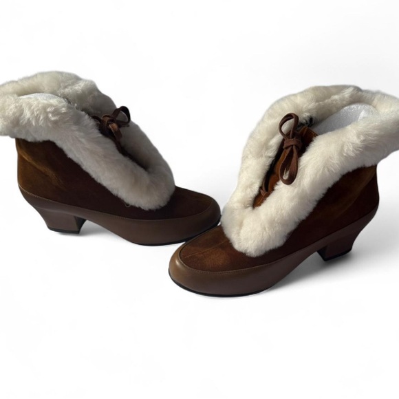 American Duchess Shoes - Cozy Brown Fur-Trimmed Winter Boots